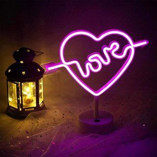 Декоративный настольный неоновый светильник "Love" розовый на батарейках/USB 28*29 см neon_love_stand фото