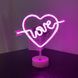 Декоративный настольный неоновый светильник "Love" розовый на батарейках/USB 28*29 см neon_love_stand фото 3