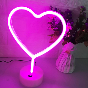 Декоративный настольный неоновый светильник "Love" розовый на батарейках/USB 30*20 см neon_love_stand_pink фото