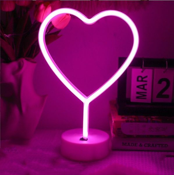 Декоративний настільний неоновий світильник "Love" рожевий батарейках/USB 30*20 см neon_love_stand_pink фото