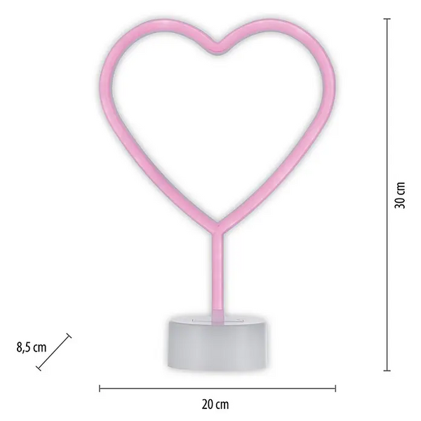 Декоративний настільний неоновий світильник "Love" рожевий батарейках/USB 30*20 см neon_love_stand_pink фото