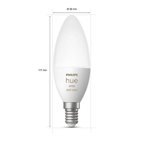 Умная LED лампочка Philips Hue E14 White and Color 470лм 40Вт 5.3W, ZigBee, Bluetooth, Apple HomeKit, 2шт. 929002294202 фото