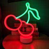 Неоновый светильник &laquo;Вишня&raquo; LED ночник на подставке на батарейках/USB neon_cherry_stand фото