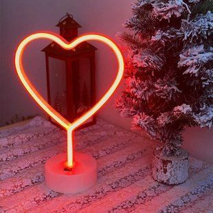 Декоративный настольный неоновый светильник "Love" красный на батарейках/USB 30*20 см neon_love_stand_red фото