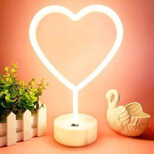 Декоративный настольный неоновый светильник "Love" тёплый жёлтый на батарейках/USB 30*20 см neon_love_stand фото