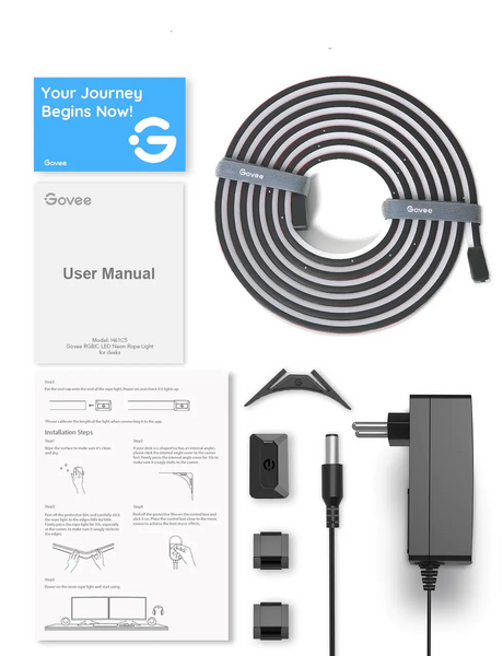 Govee RGBIC LED Neon Rope Light H61C33D1 - неоновая лента для стола, 3 м 6974316993599 фото
