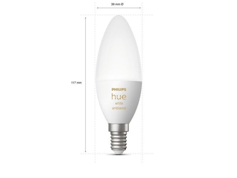 Умные LED лампочки Philips Hue E14 White Ambiance 470лм 40Вт 5.2W, ZigBee, Bluetooth, Apple HomeKit, 2шт. 929002294403 фото