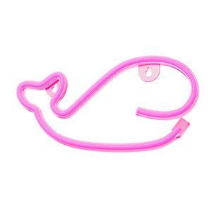 Настінний неоновий світильник-нічник "Кит" рожевий на батарейках/USB 15*29 см Neon_whale_rose фото