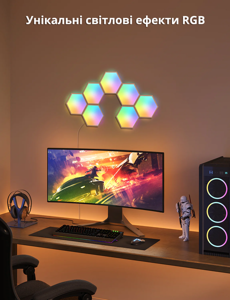 Умные цветные светодиодные LED панели Govee Glide Hexa Light Panels 7шт. H6061 фото