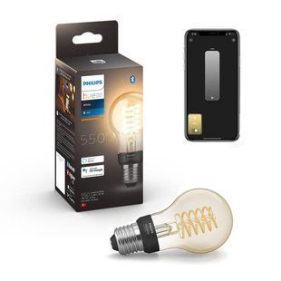 Розумна LED лампочка Philips Hue E27 White A60 Retro 7W, ZigBee, Bluetooth, Apple HomeKit 8718699688820 фото