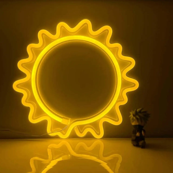 Неоновый LED светильник &laquo;Солнце&raquo; жёлтый на батарейках/USB 22х23 см Neon_Sun фото