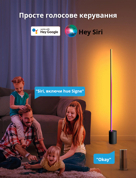 Умный торшер Philips Hue Gradient Signe White and Color 149 см, Bluetooth, ZigBee, Apple HomeKit (Черный) 915005871601 фото