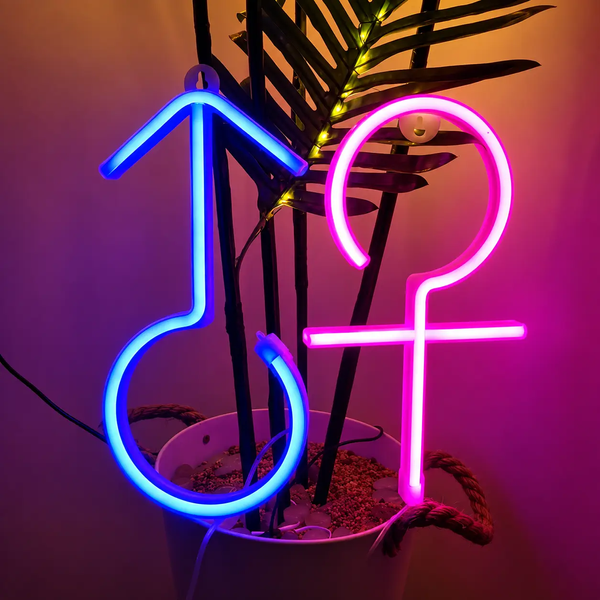 Неоновий LED світильник &laquo;Гендер він&raquo; синій на батарейках/USB 27х17 см Neon_gender_he фото
