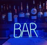 Портативная декоративная неоновая вывеска "BAR" синяя на батарейках/USB 29*14.5*2 см neon_bar_blue фото