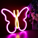 Неоновий LED світильник &laquo;Метелик&raquo; рожево-жовтий на батарейках/USB 20х23 см Neon_butterfly_2 фото 2