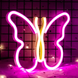 Неоновий LED світильник &laquo;Метелик&raquo; рожево-жовтий на батарейках/USB 20х23 см Neon_butterfly_2 фото 1