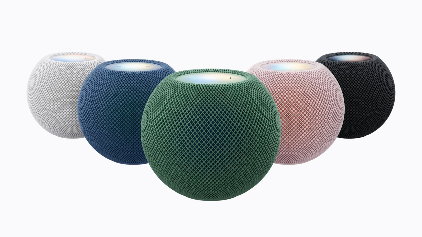 HomePod mini 2 у п'яти кольорах: білий, синій, зелений, рожевий і темна ніч