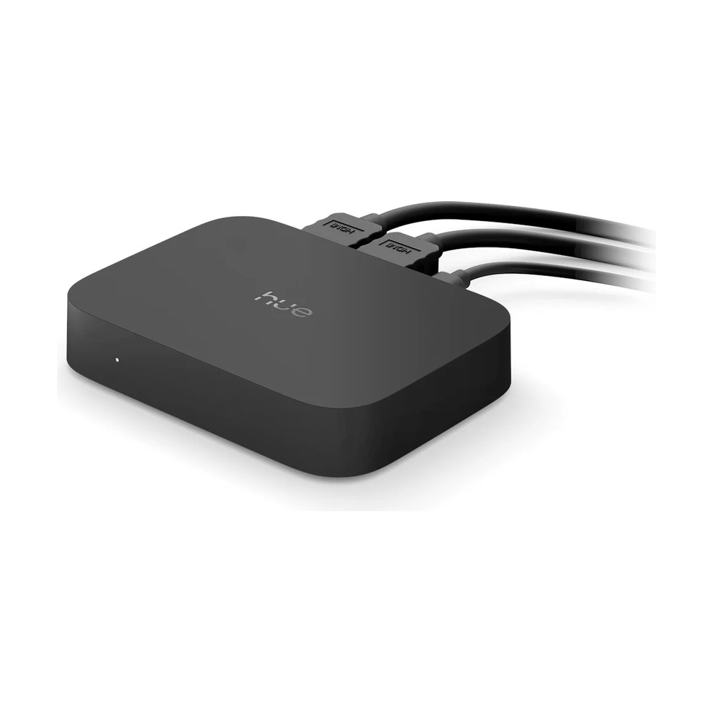 Блок синхронізації Philips Hue Play HDMI Sync Box 4K з підключеними кабелями